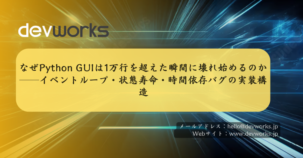 なぜpython-guiは1万行を超えた瞬間に壊れ始めるのか──イベントループ・状態寿命・時間依存バグの実装構造